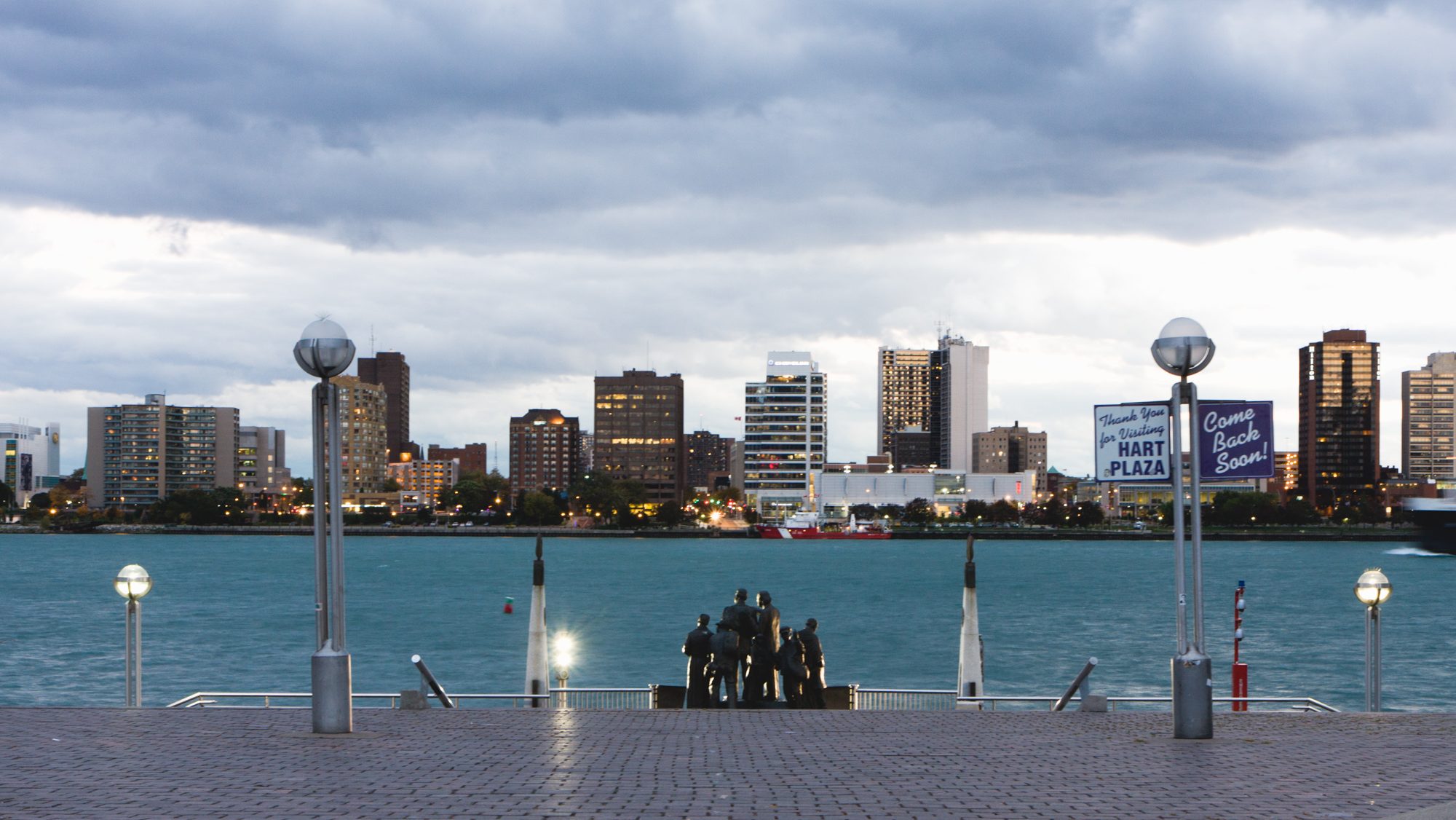 View of the Detroit Riverfront.