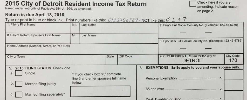 Detroit Tax Form