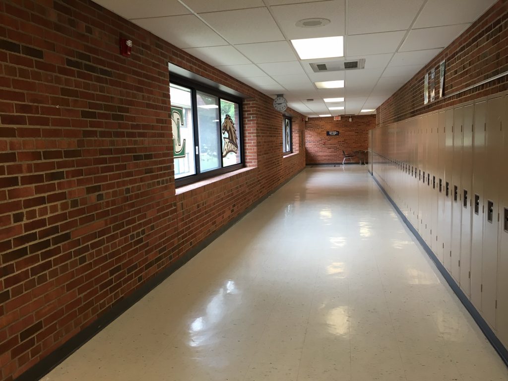 Empty School Hallway