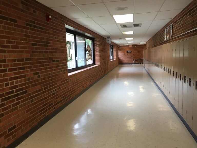 Empty School Hallway