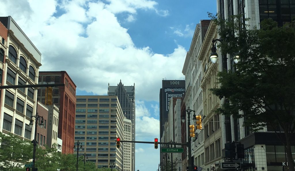 Downtown Detroit Skyline Woodward