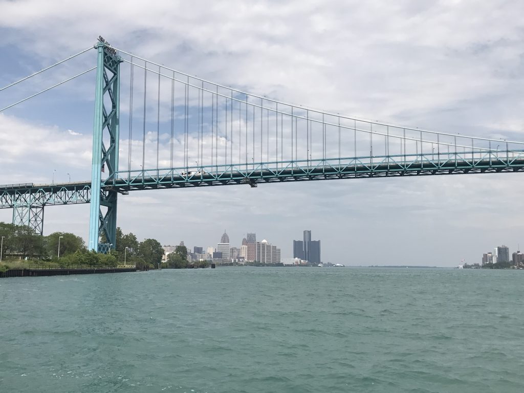 Ambassador Bridge skyline view 062617 - pb