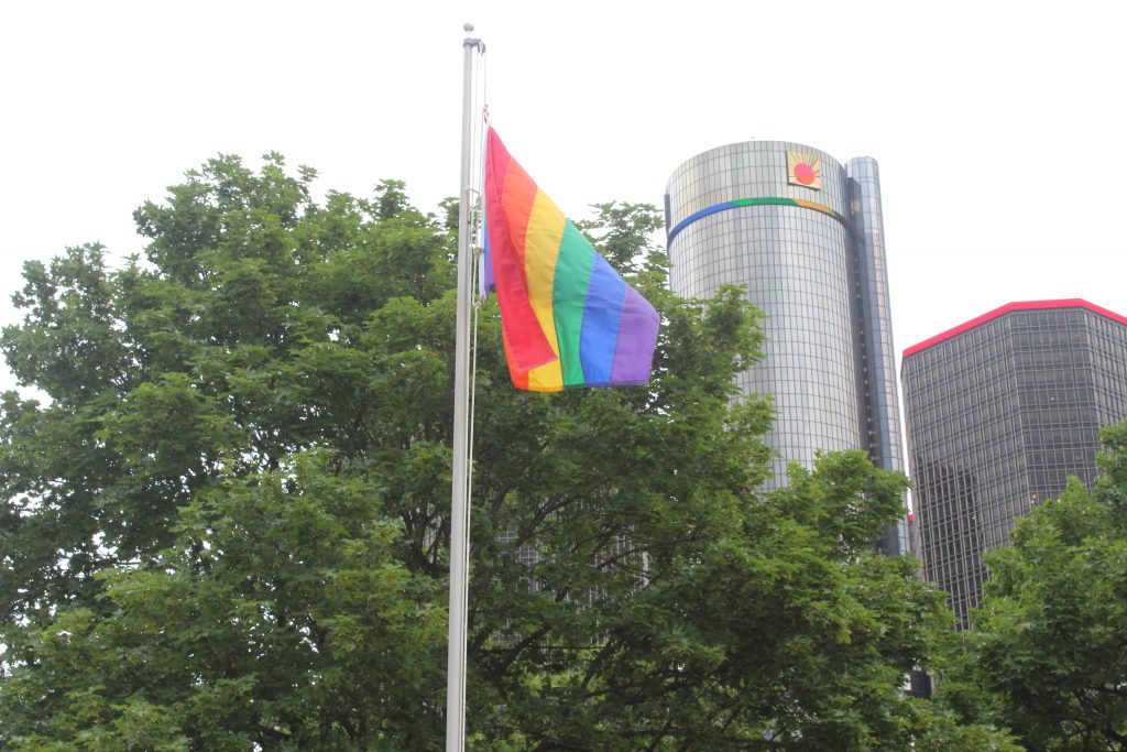 Rainbow Flag in Hart PLaza