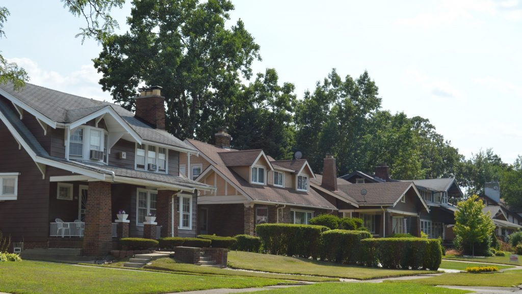 Homes line a neighborhood in Highland Park.
