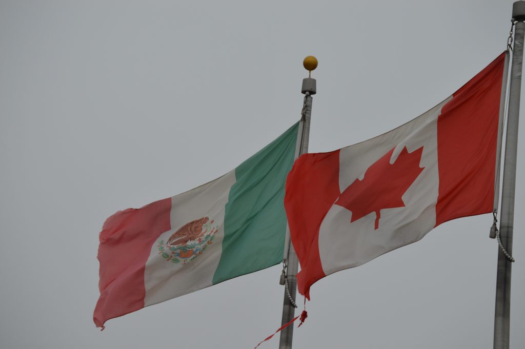 Canadian Mexican Flags Canada Mexico NAFTA Trade Border