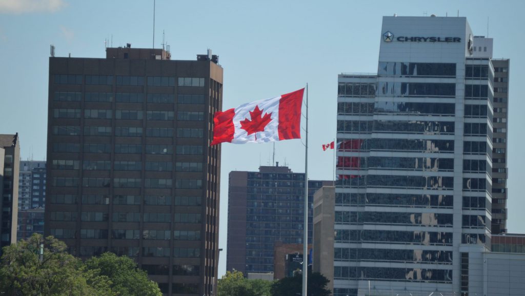 Canadian flag flying in Windsor.