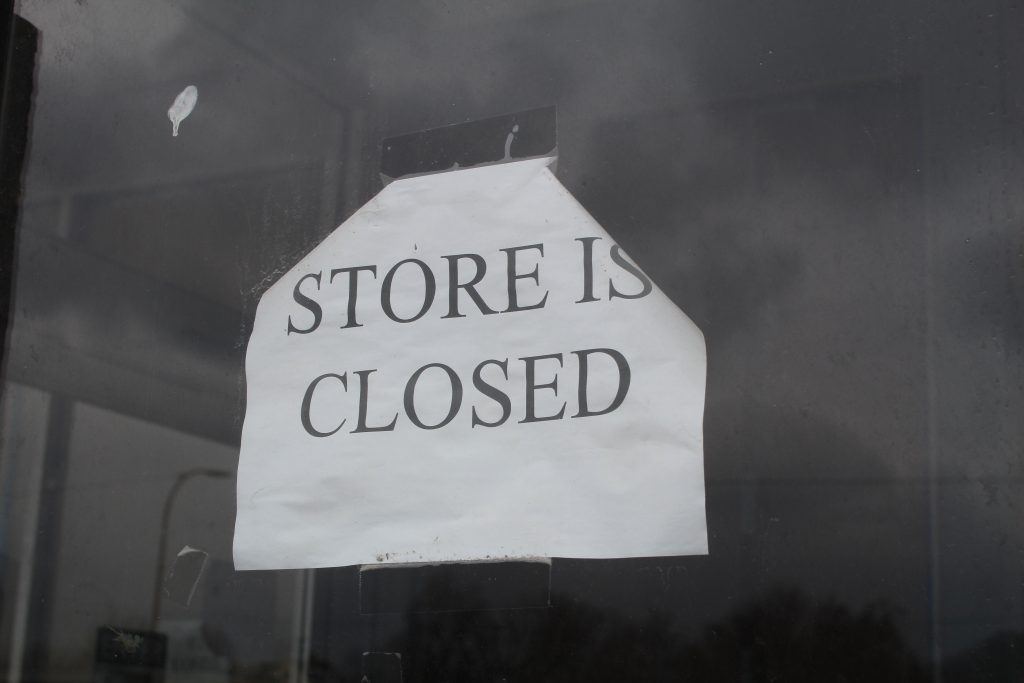 Store is closed business closing economy out of business