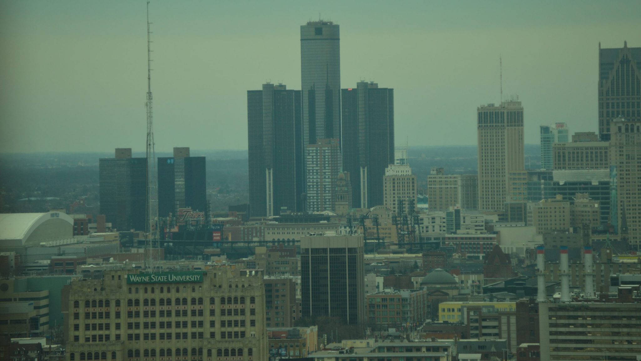 Aerial view of downtown Detroit