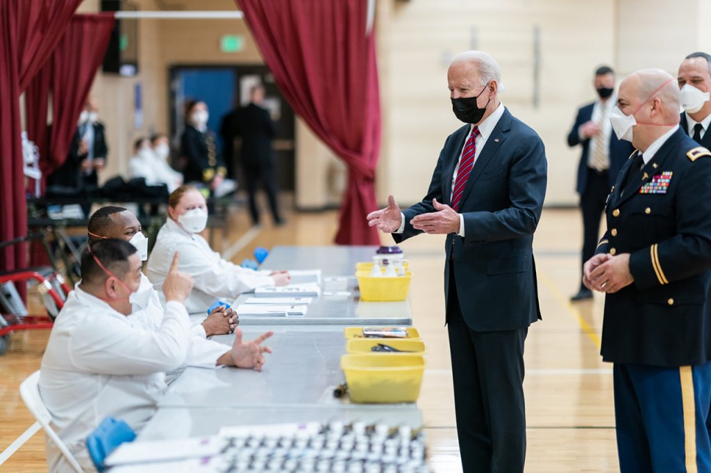 President Joe Biden visits vaccination clinic