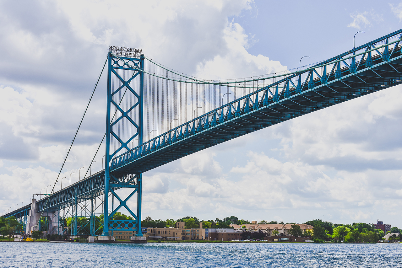 A view of the Ambassador Bridge