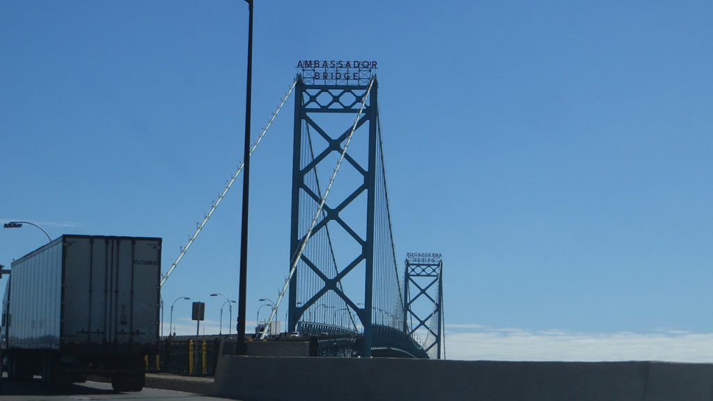 A view of the Ambassador Bridge.