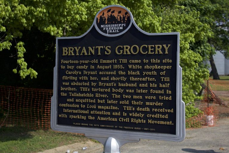 Emmett Till Bryant's Grocery Mississippi Freedom Trail Marker in Money Mississippi