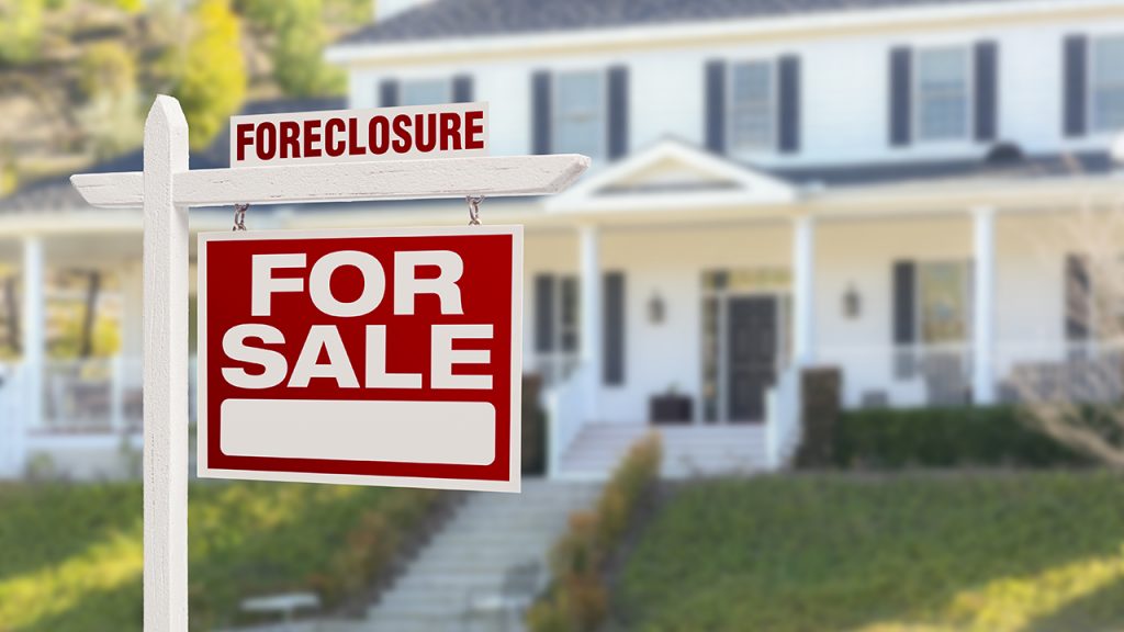 Foreclosure Home For Sale Sign Real Estate