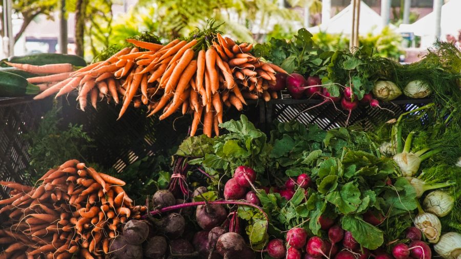 Fresh vegetables at a farmer's market.