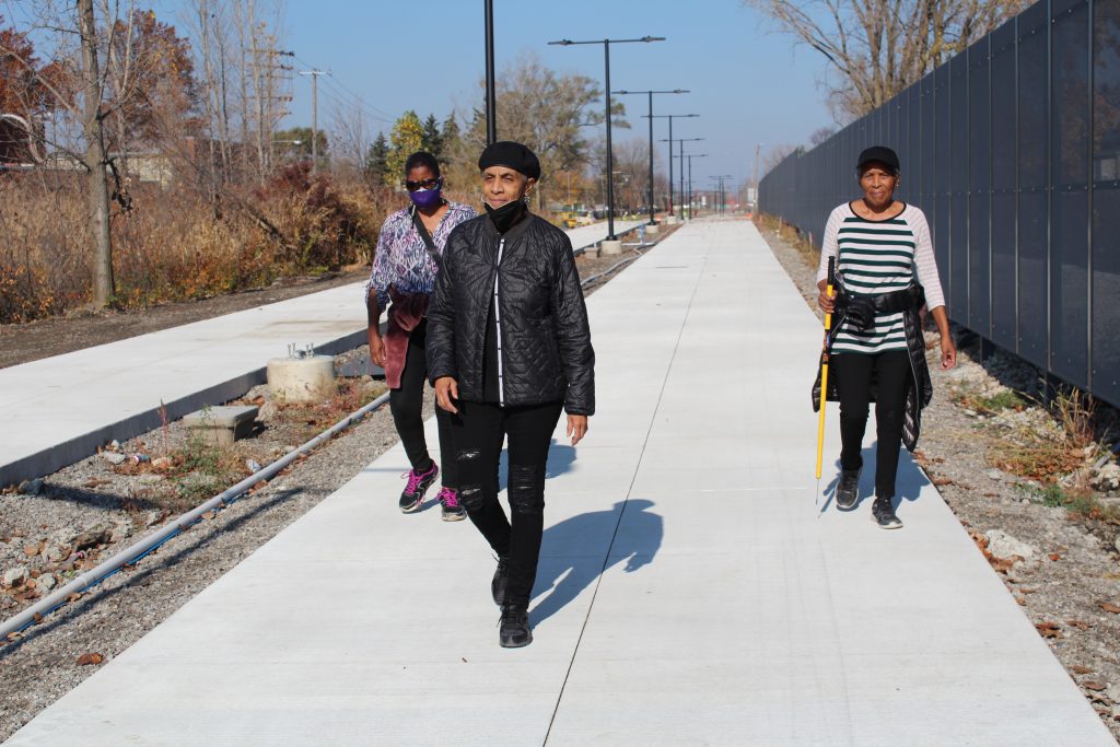 Walkers on the Joe Louis greenway