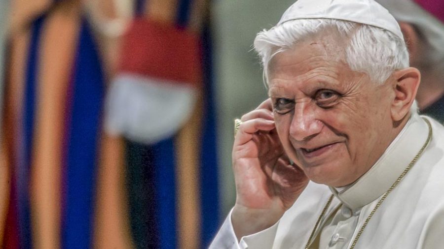 Pope Benedict XVI attends his weekly general audience in the Paul VI Hall at the Vatican, on Wednesday, Aug. 24, 2005.