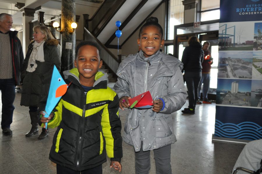 Children attend Shiver on the River in Detroit.