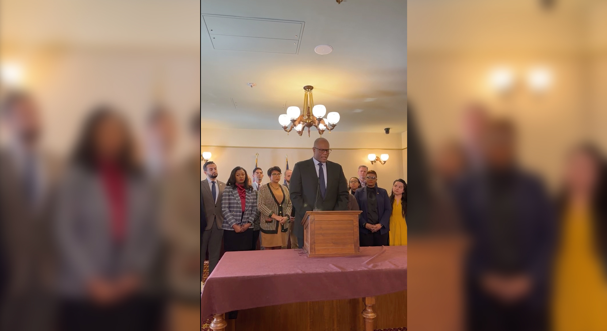 Michigan Legislative Black Caucus host a press conference calling for police reform in Lansing, Mich.