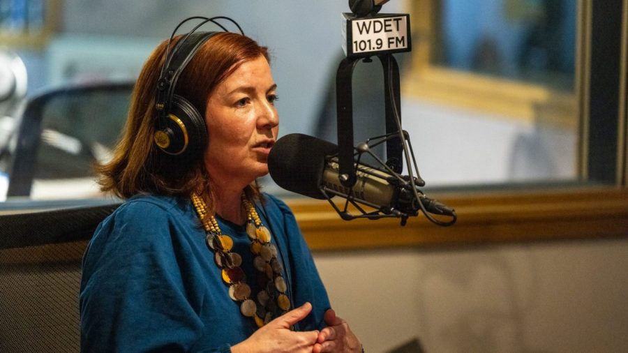 Ferndale Mayor Melanie Piana speaks with Stephen Henderson on Detroit Today in the WDET studios on Feb. 15, 2023.