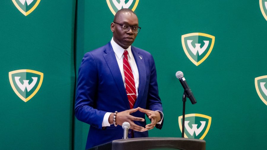 Michigan Lt. Gov. Garlin Gilchrist speaks at a press event at Wayne State University on Feb. 27, 2023.