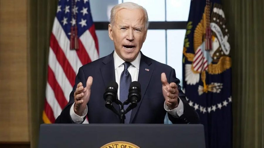 President Joe Biden speaks from the Treaty Room in the White House on April 14, 2021, about the withdrawal of the remainder of U.S. troops from Afghanistan.