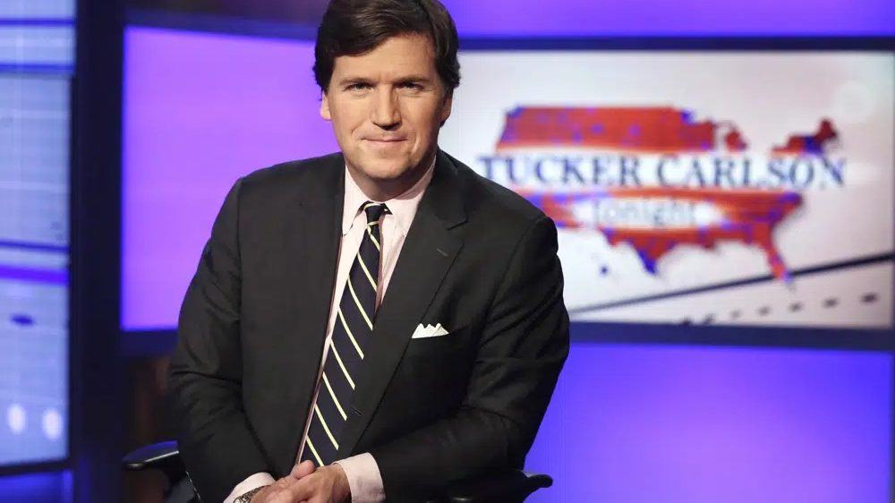 Tucker Carlson, host of "Tucker Carlson Tonight," poses for photos in a Fox News Channel studio on March 2, 2017, in New York.