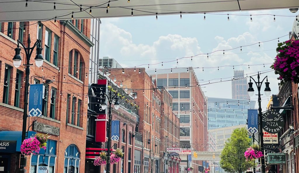 A photo of Greektown neighborhood of Detroit, Mich.