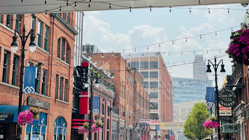 A photo of Greektown neighborhood of Detroit, Mich.