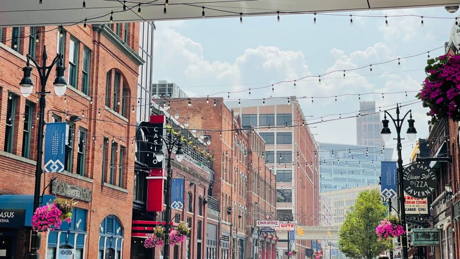 A photo of Greektown neighborhood of Detroit, Mich.