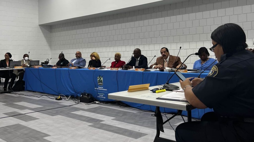 A meeting of the Detroit Board of Police Commissioners