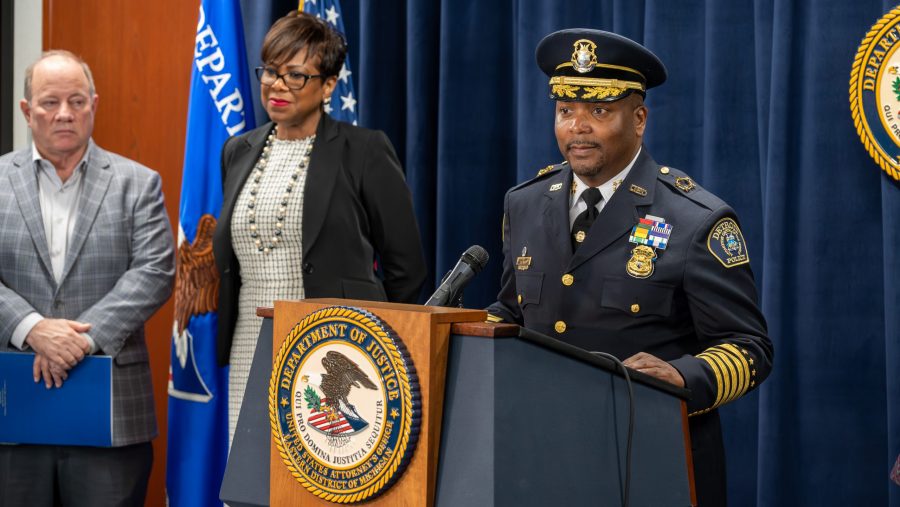 Detroit Police Chief James White speaks at a press conference discussing summer policing strategies for the city.