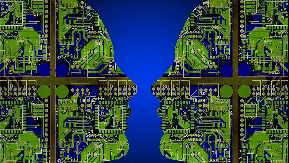 illustration of two faces overlayed with circuit boards