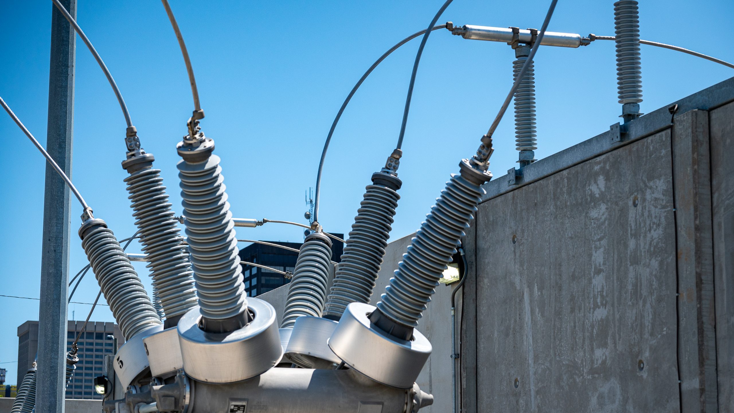 Equipment at a DTE Energy substation in Detroit's Corktown neighborhood.