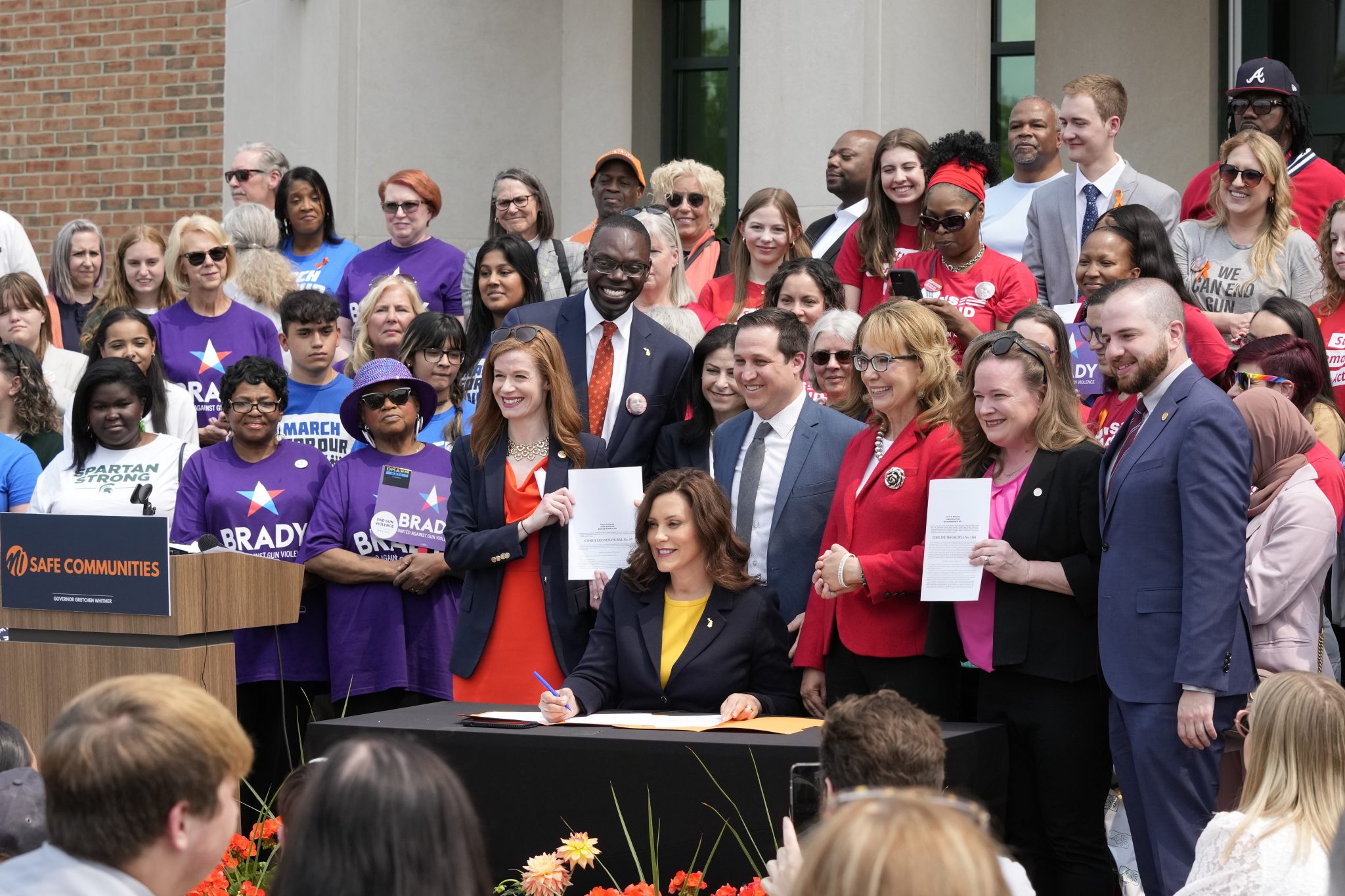 FILE - Michigan Gov. Gretchen Whitmer signs legislation, May 22, 2023, in Royal Oak, Mich.