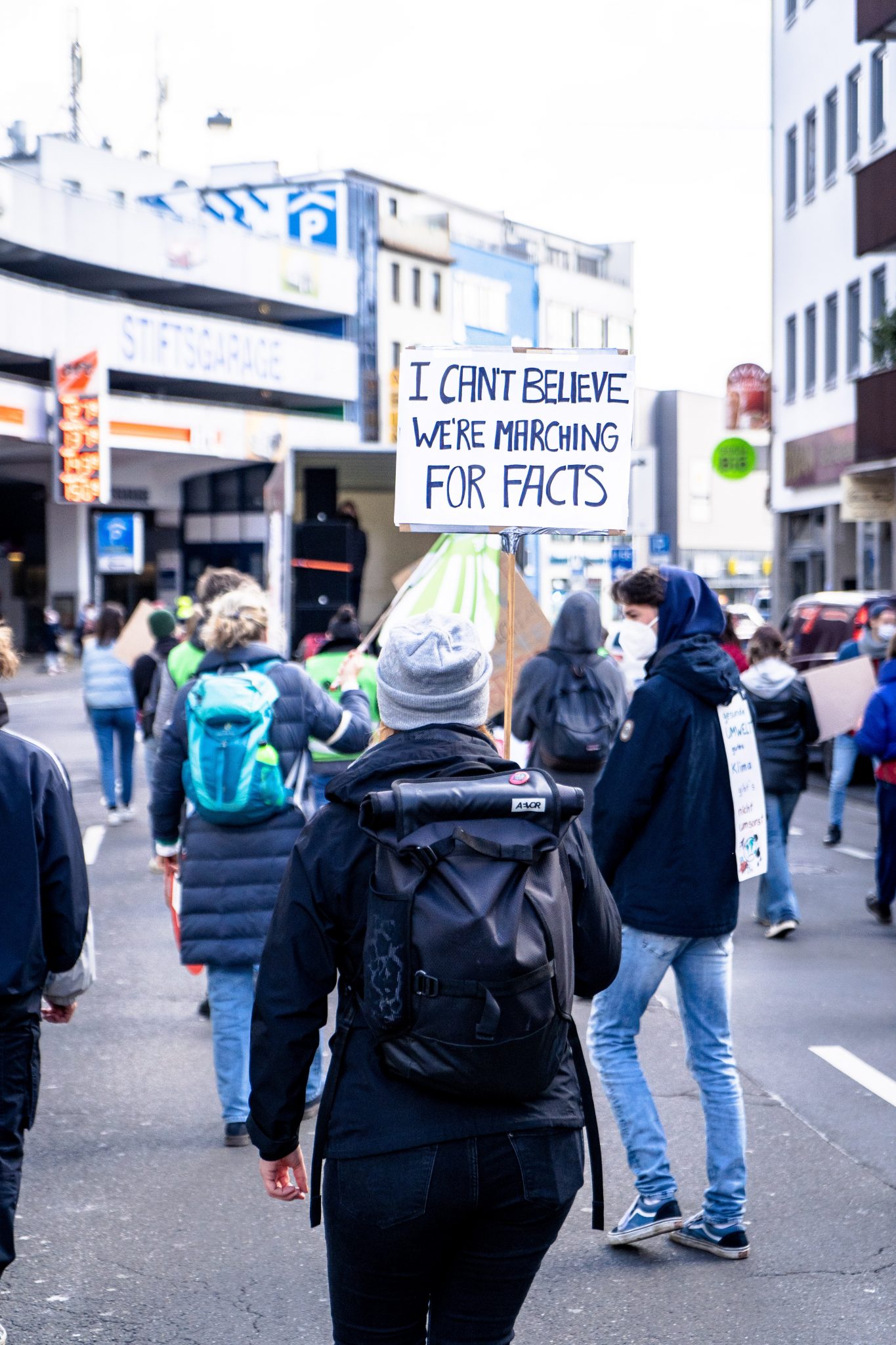 People marching during a protest.