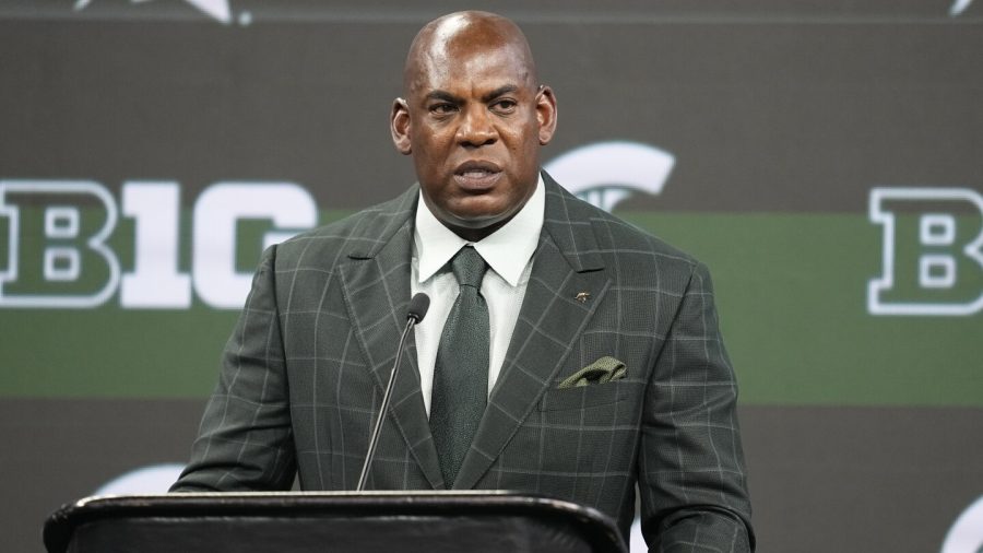 FILE - Michigan State head coach Mel Tucker speaks during an NCAA college football news conference at the Big Ten Conference media days at Lucas Oil Stadium, Wednesday, July 26, 2023, in Indianapolis.