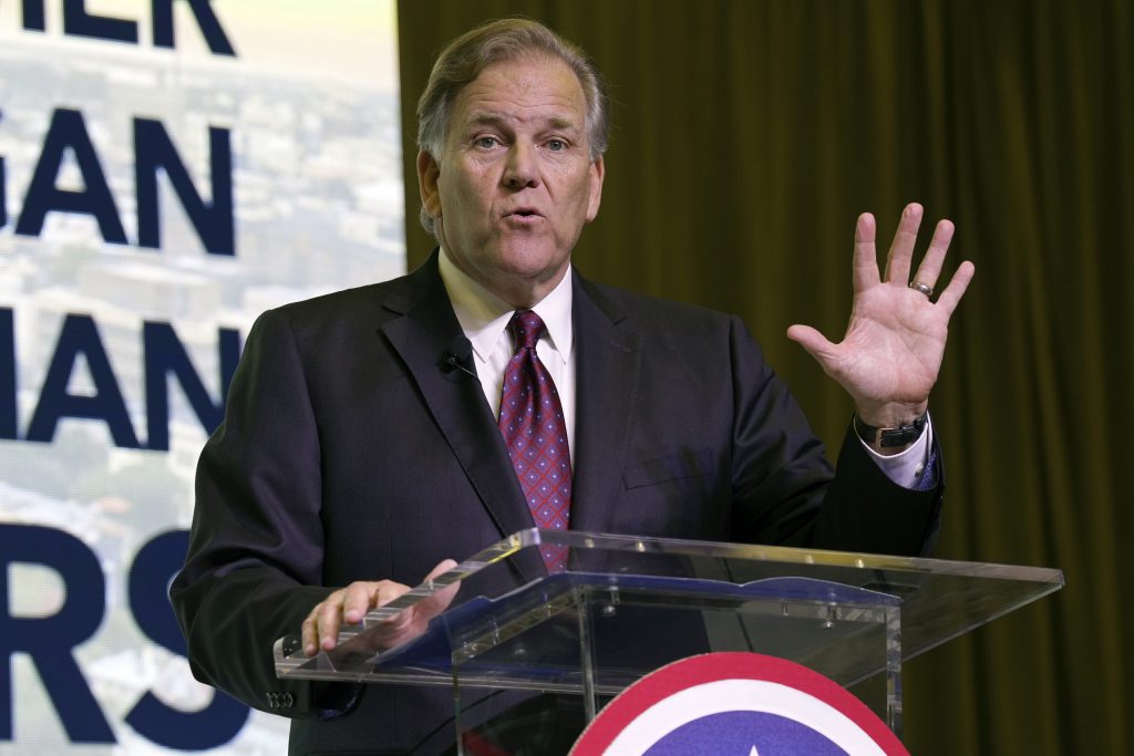 Former Rep. Mike Rogers, R-Mich., speaks at the Vision '24 conference' on March 18, 2023, in North Charleston, S.C.