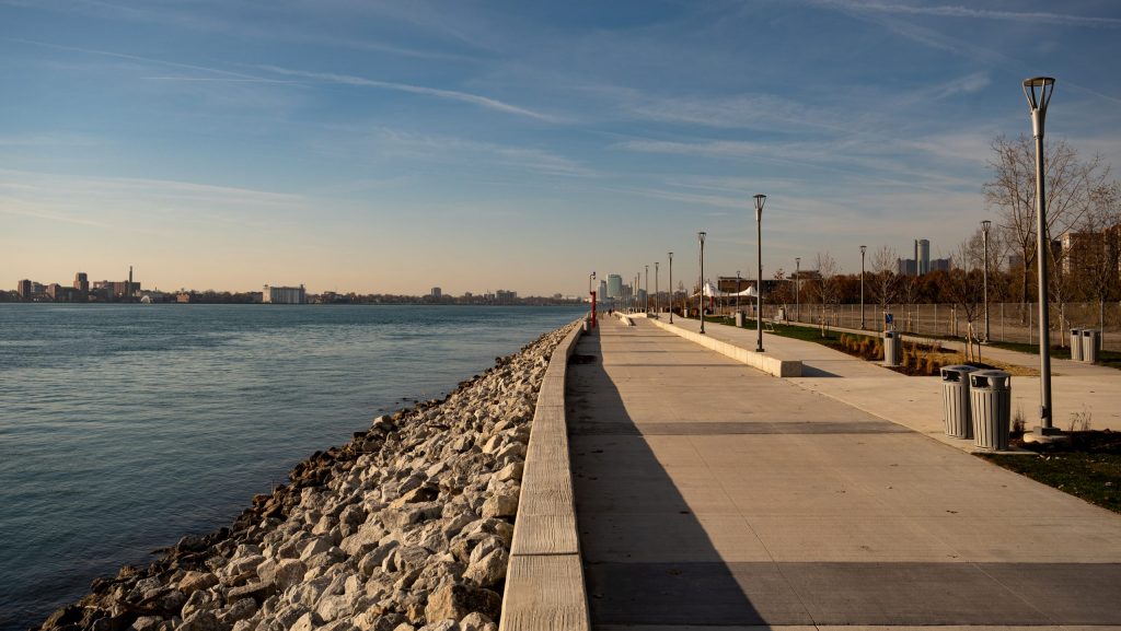 A section of the Detroit Riverwalk.