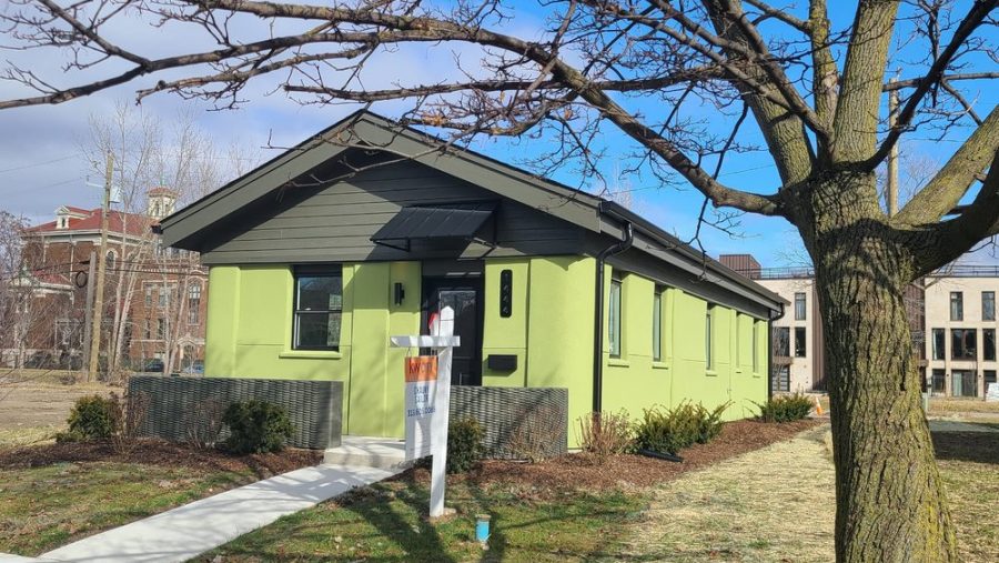 The home was 3d printed at Citizen Robotics' facility in Southwest Detroit, and was built in collaboration with Detroit-based architectural firm Develop Architecture.