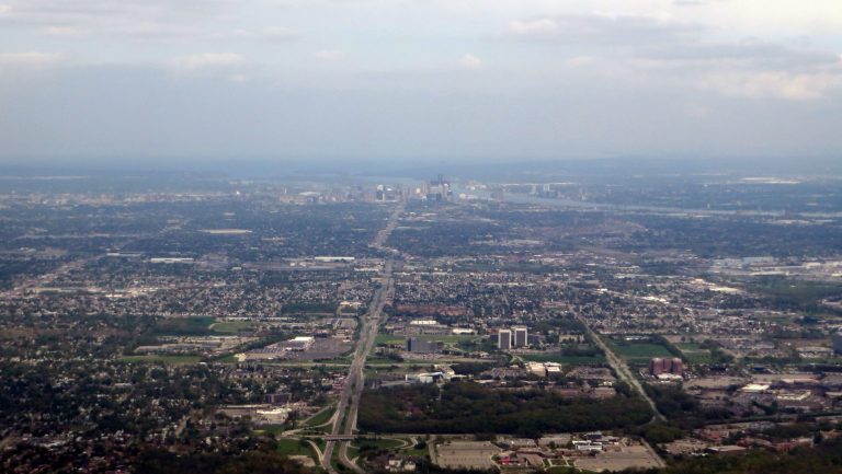 Aerial view of the Dearborn area.