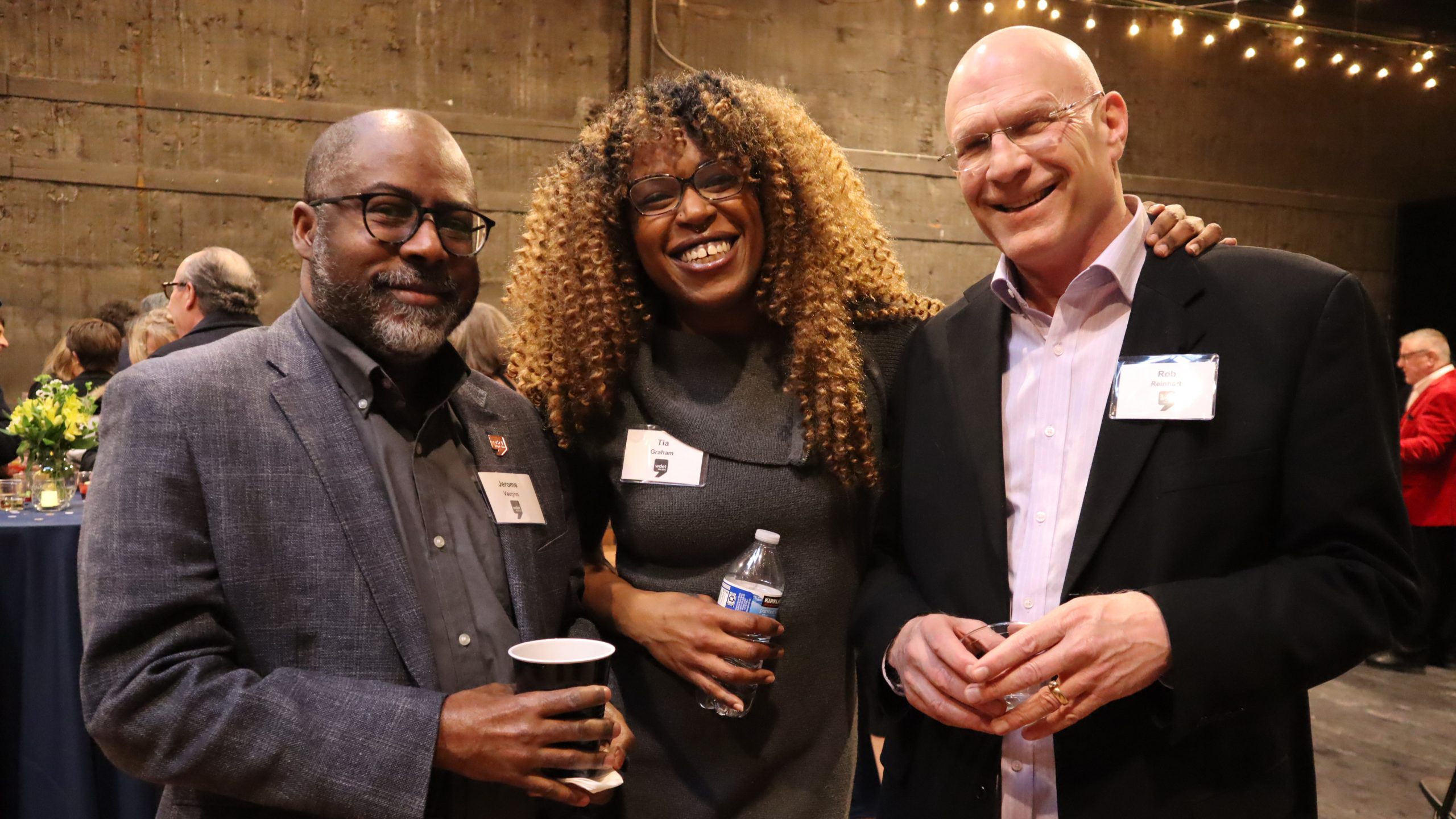 WDET News Director Jerome Vaughn (left) with WDET hosts Tia Graham and Rob Reinhart.