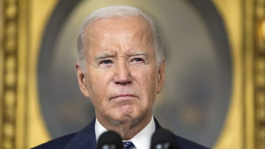 President Joe Biden speaks in the Diplomatic Reception Room of the White House, Thursday, Feb. 8, 2024, in Washington.