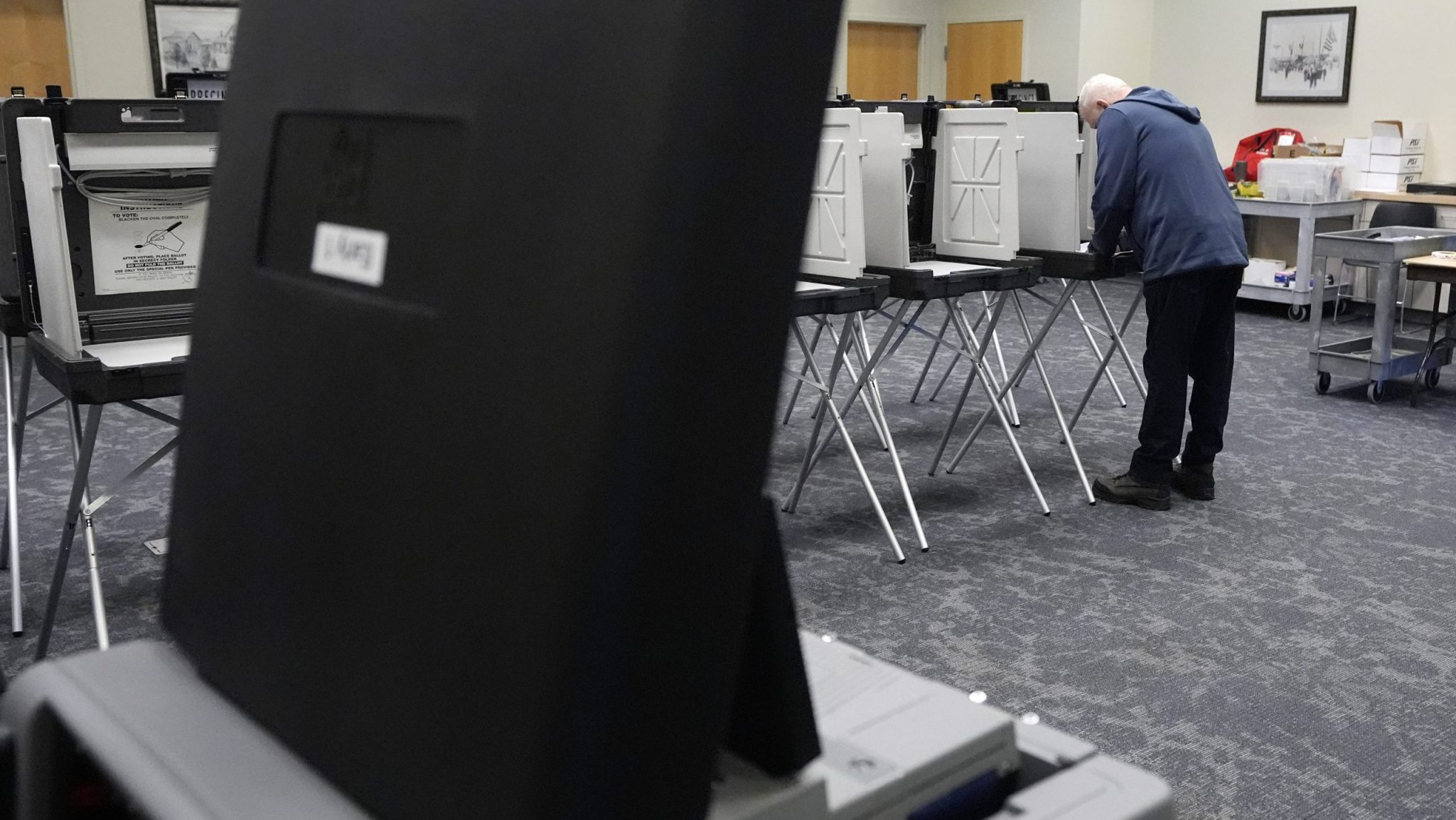 Early voting takes place at the Warren City Hall, Wednesday, Feb. 21, 2024, in Warren, Mich.