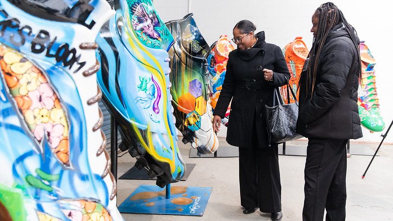 The "DeCleated" sculptures on display throughout downtown Detroit leading up to the NFL Draft will be auctioned off to benefit local charities.