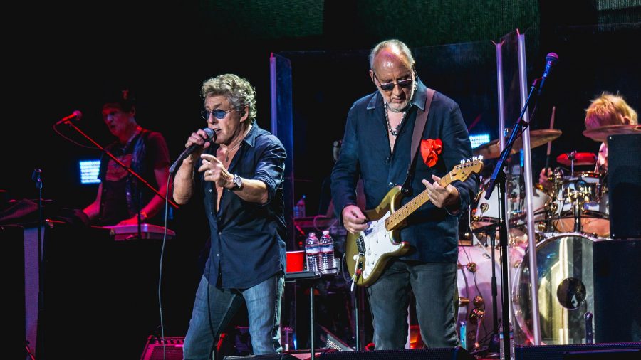 The Who on stage performing at the Desert Trip music festival.