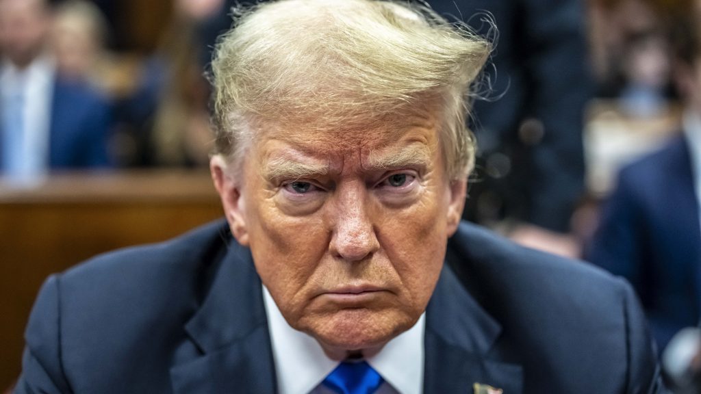 Former President Donald Trump appears at Manhattan criminal court during jury deliberations in his criminal hush money trial in New York, Thursday, May 30, 2024.