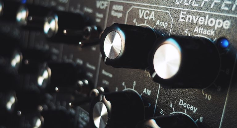 A close up of a soundboard