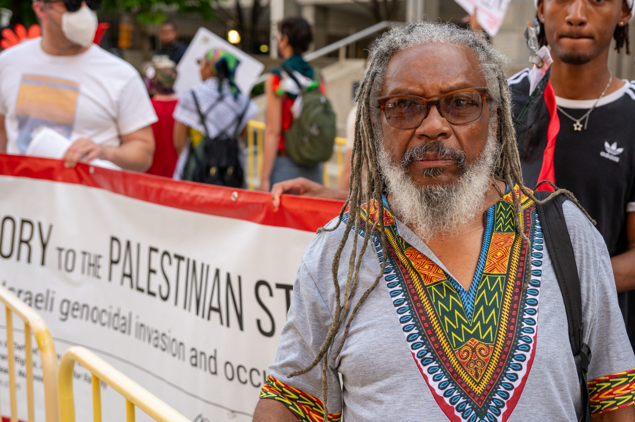 About 200 protesters gathered outside the NAACP’s Fight for Freedom Fund dinner at Huntington Place to show their dismay with Biden’s support for Israel’s ongoing military operation in Gaza.