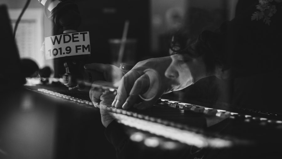 Ryan Patrick Hooper in the WDET studio