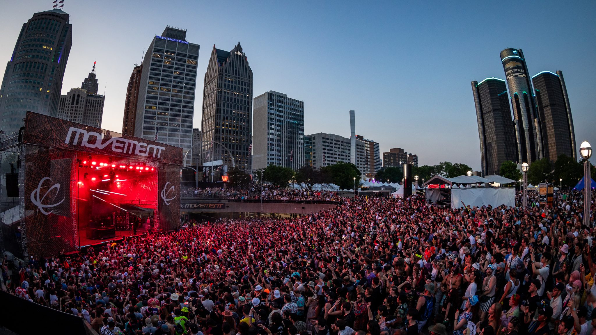 Movement attendees watch Skrillex's set at the festival in May 2023.